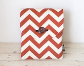 iPad  Mini Case, iPad Mini Sleeve, iPad Mini Cover - Padded with Pocket - Chevron Rust Cream