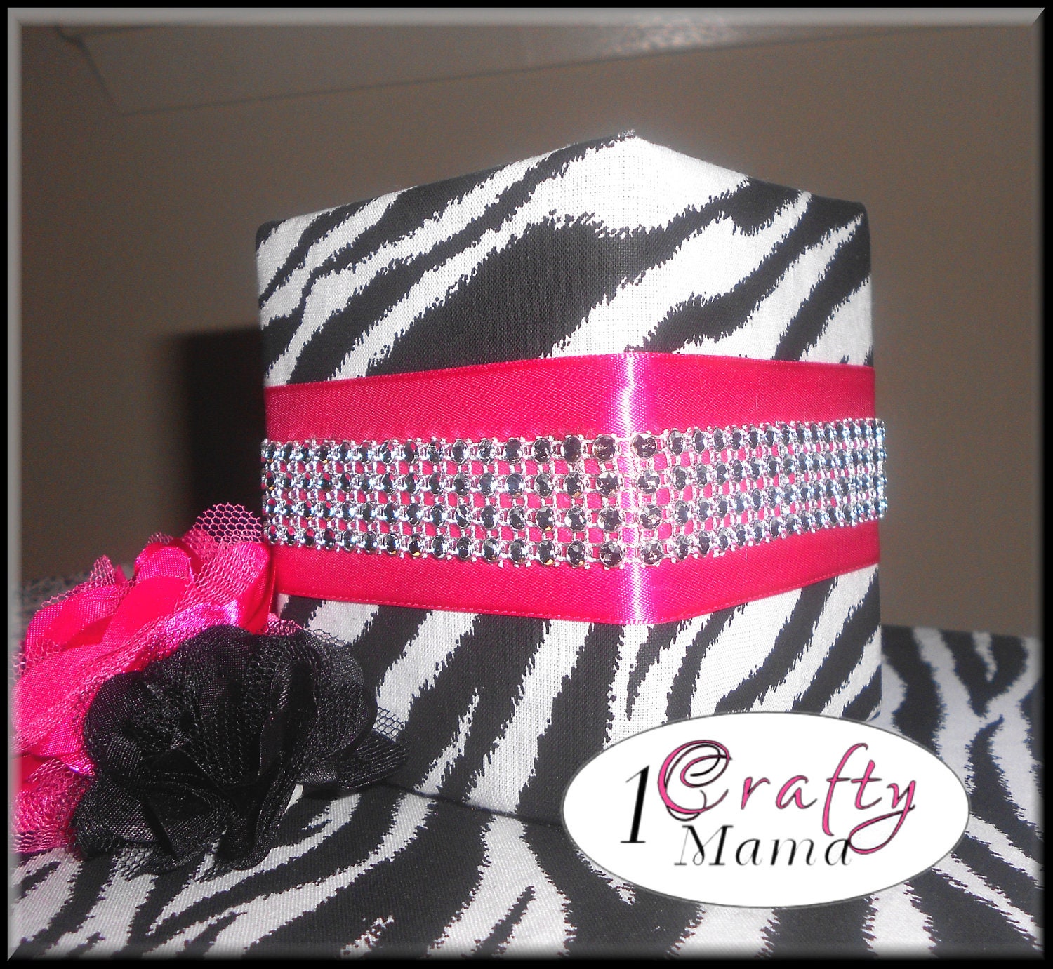 Zebra Print/Hot Pink BLING Fabric Covered Pencil Cup/Holder Desk Organizer Teen Room Decor - 1ChicNCraftyMama Zebra Print/Hot Pink BLING Fabric Covered Pencil Cup/Holder Desk Organizer Teen Room Decor - 1ChicNCraftyMama