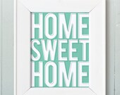 11x14 Home Sweet Home Block Typography print. Mint - 160