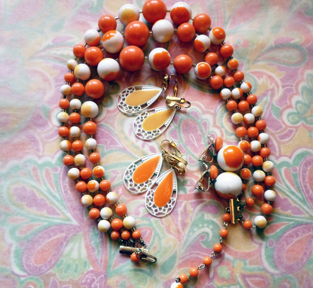 Vintage Jewelry Destash Lot Orange Yellow