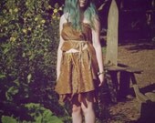 Woodland fairy dress Festival clothing Tribal gypsy Fairy costume Bronze brocade vest top tutu skirt Tattered dance costume Free Size