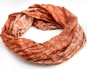 Womens  Infinity Scarf Silk Tocamade Scarves  Trendy... Beautiful scarf ...Dark Orange... Vintage Flowers tua
