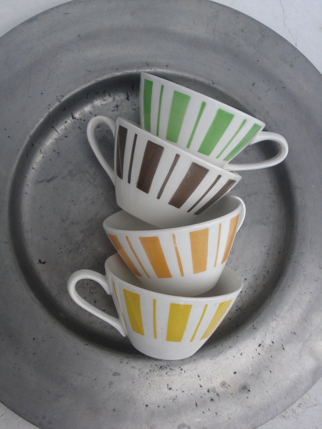 RESERVED RESERVED RESERVED Vintage french coffee cups Digoin french ceramics from the 50s