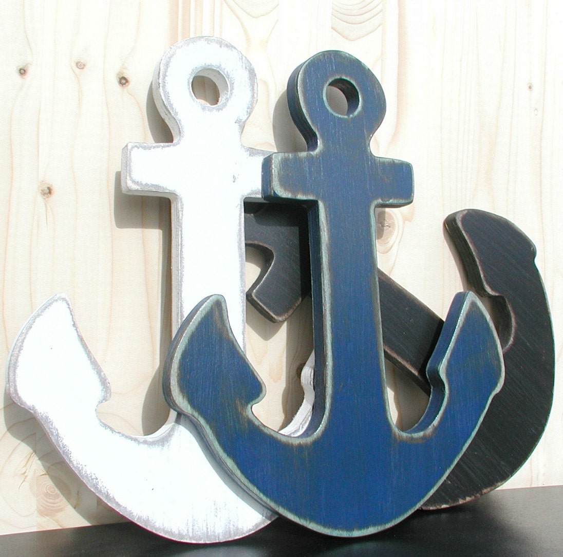 navy blue anchor wood nautical wall art