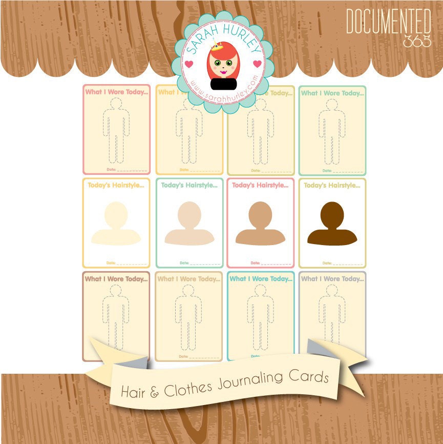 Documented 365 Hair and Outfit Journaling Card Kit by Sarah Hurley Digital & Hybrid Scrapbooking / Cardmaking / Crafts