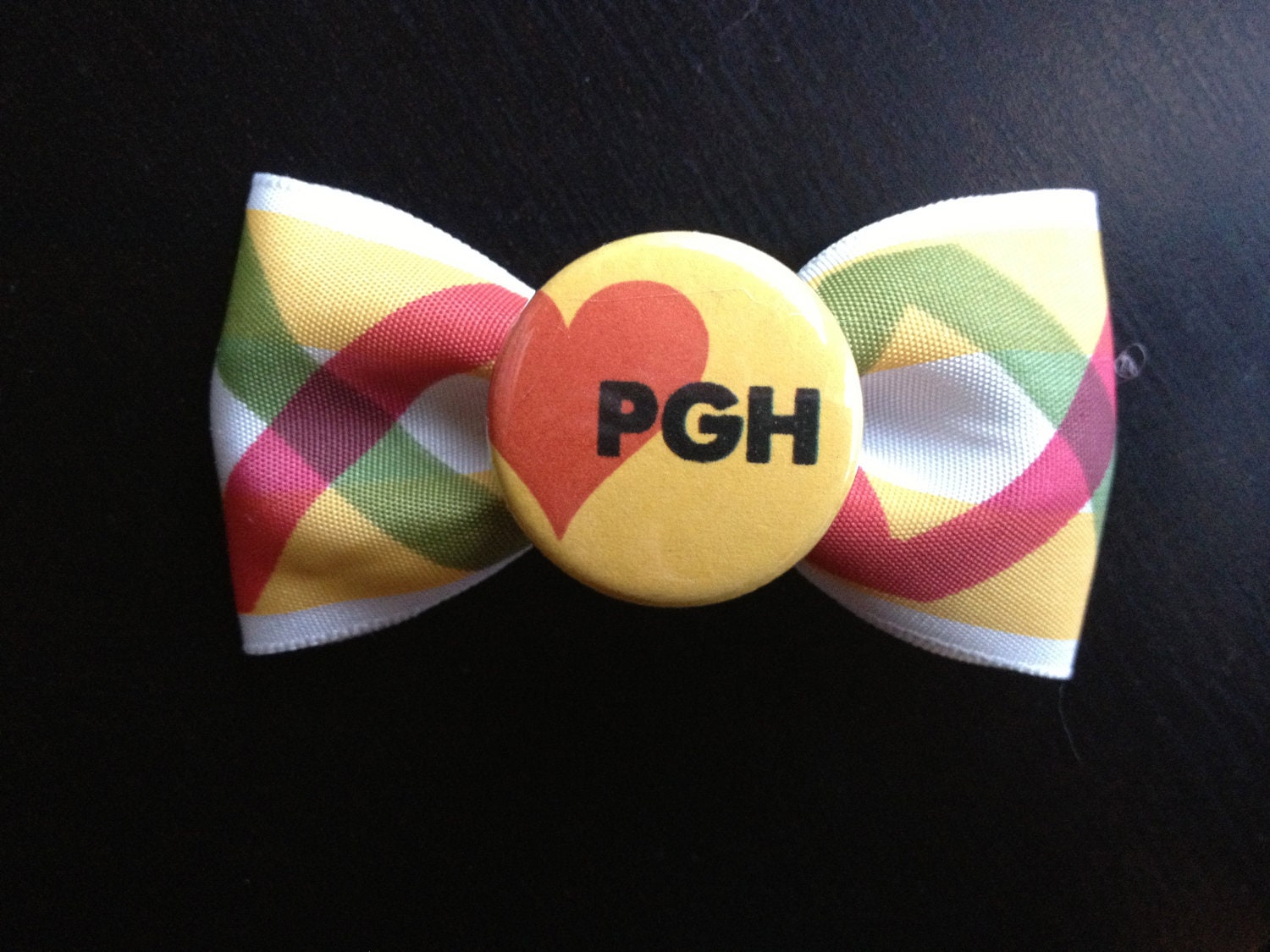 Pittsburgh love striped hair bow