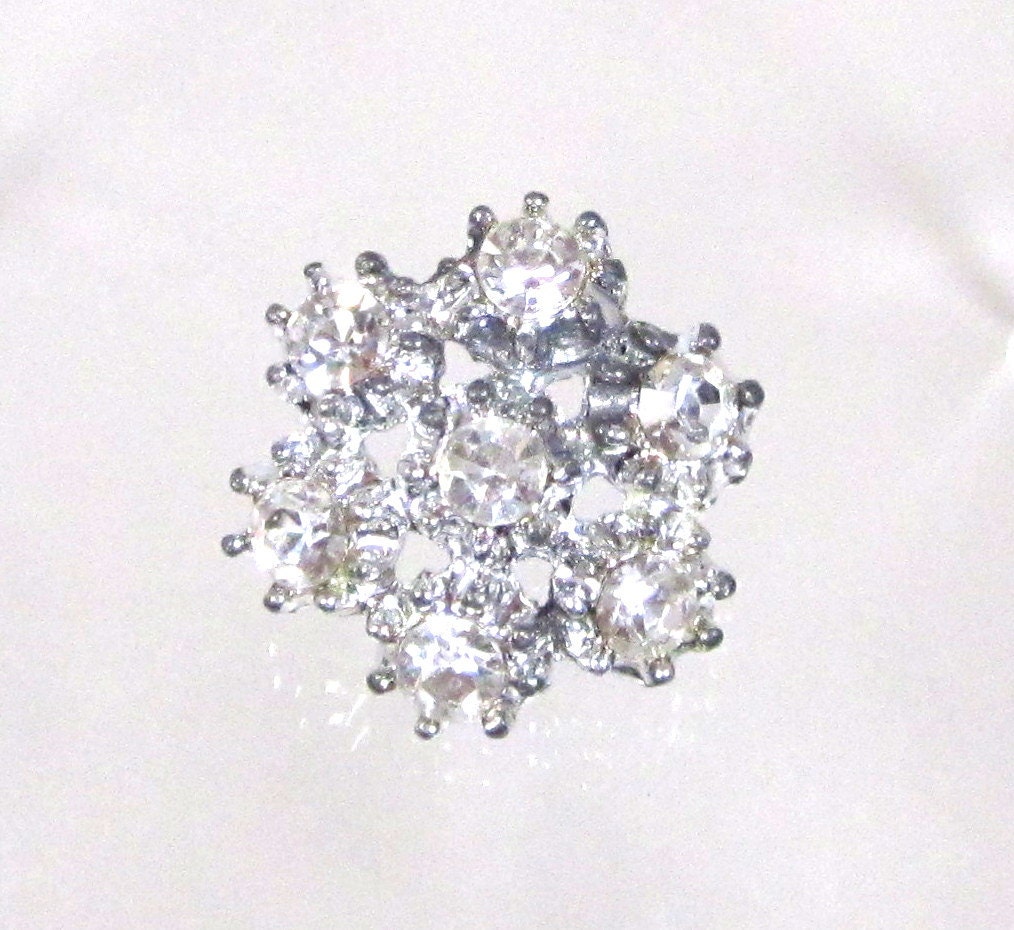 Vintage Clear Rhinestone Brooch Pin, Small Statment