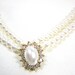 Vintage  Faux Pearl Necklace with Pearl and Rhinestone Pendant Signed Avon