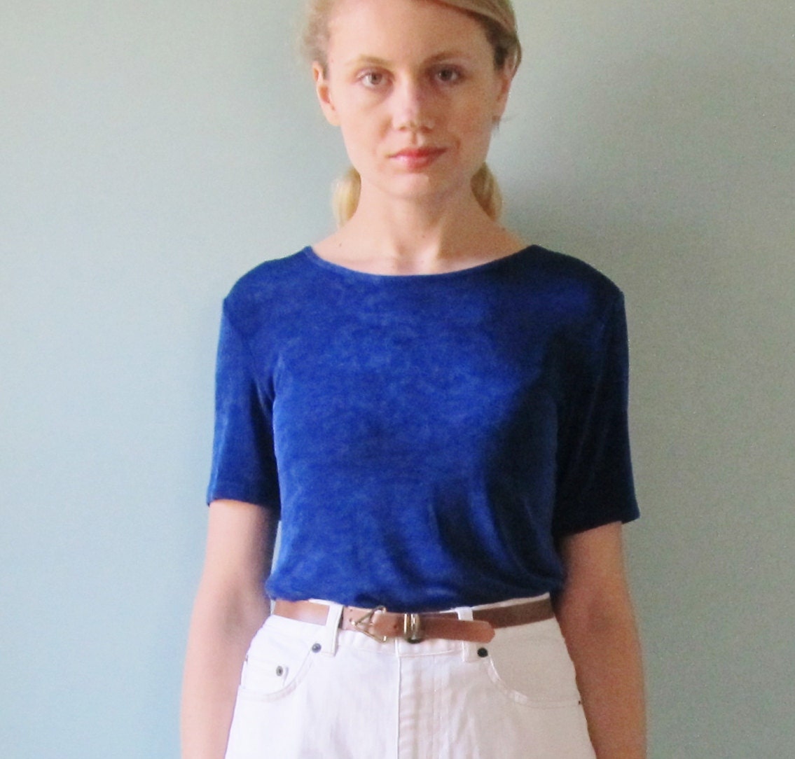 monaco blue stretchy shirt medium small