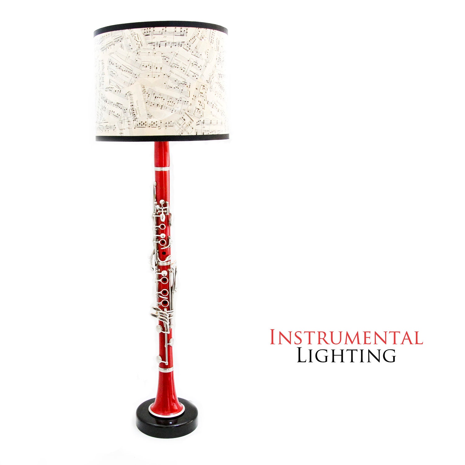 Red Clarinet Lamp & Sheet Music Lamp Shade