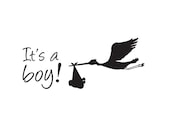 Wall Decal It's a Boy with Stork