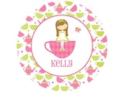 Personalized Melamine Plate or Bowl - Tea Party
