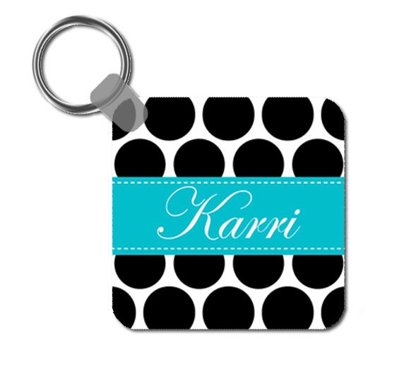 Monogram/ Personalized Keychain- You Design it- Polka Dots