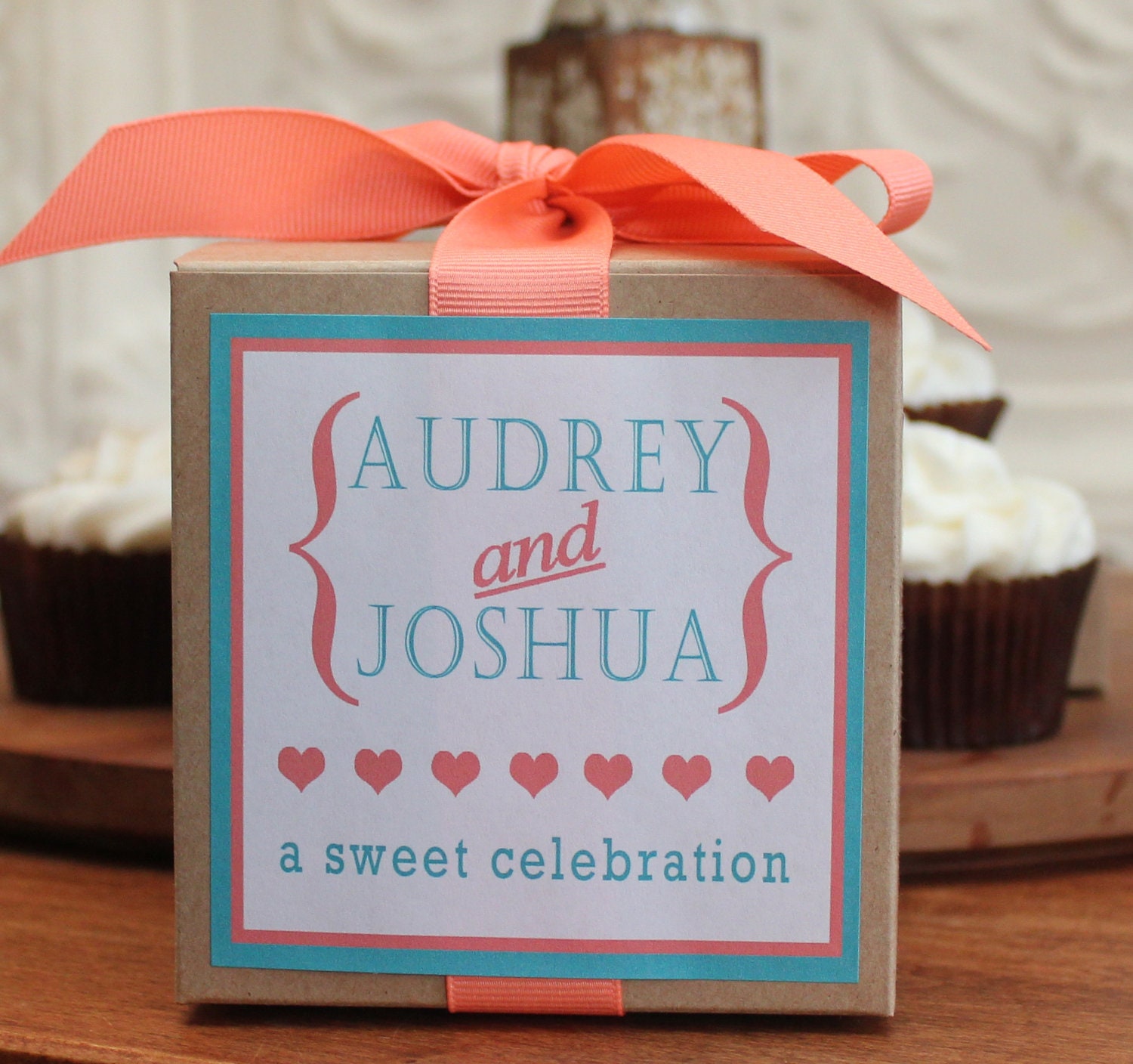 8 Wedding Favor Cupcake Boxes Audrey Design ANY by thefavorbox