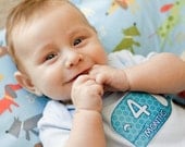 Monthly Onesie Stickers for Boys - Braxton - Cute Whales in Blues and Yellows - Great Baby Shower Gift and Photo Prop Baby Month Stickers