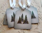 Vintage Inspired Holiday Gift Tags - Winter Trees - Set of 5