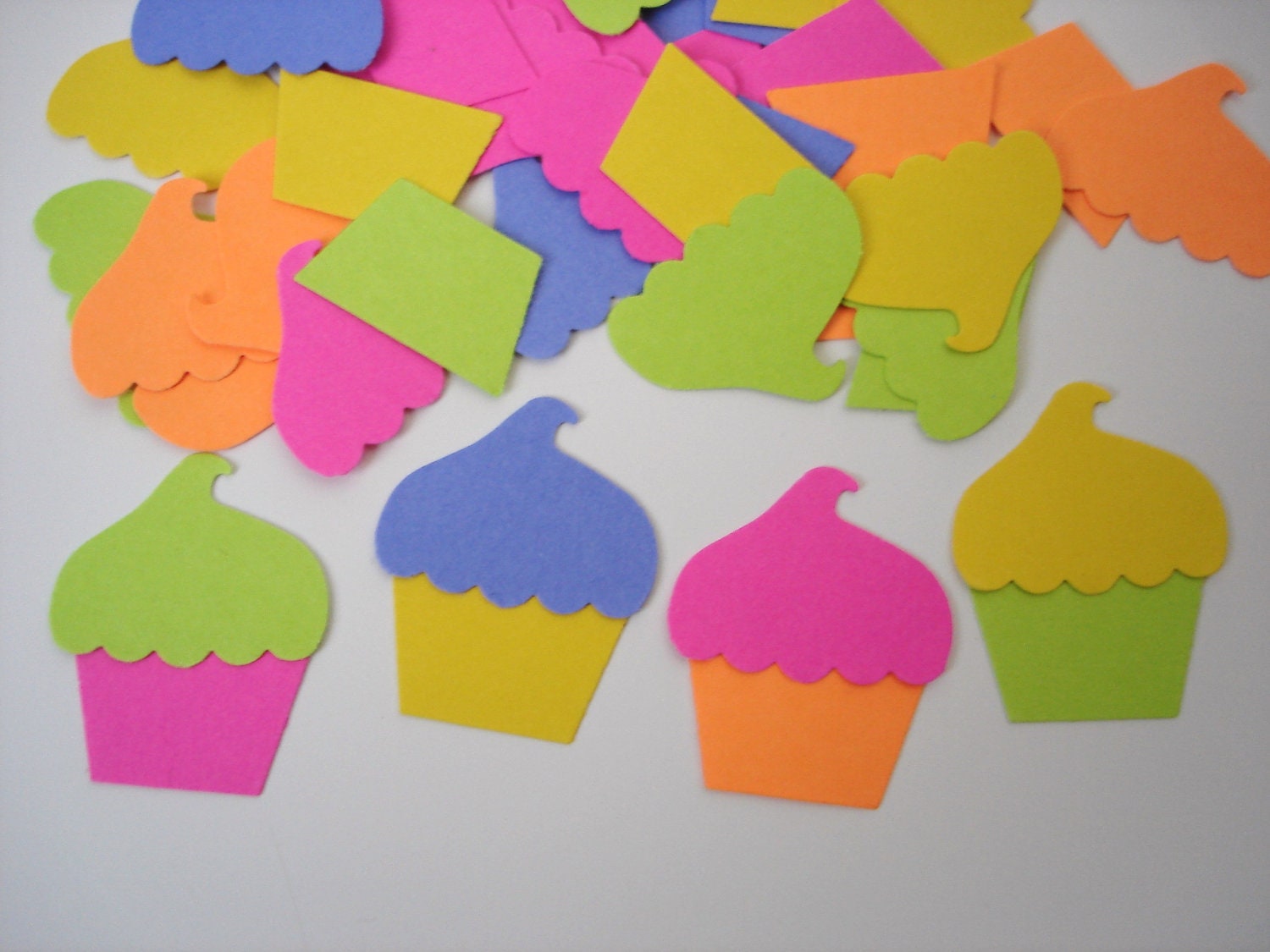 100 Bright Cupcake Punch Die cut Confetti Embellishments - No111