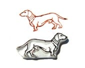 Mighty Dachshund Hand Carved Rubber Stamp, Doxen Rubber Stamp