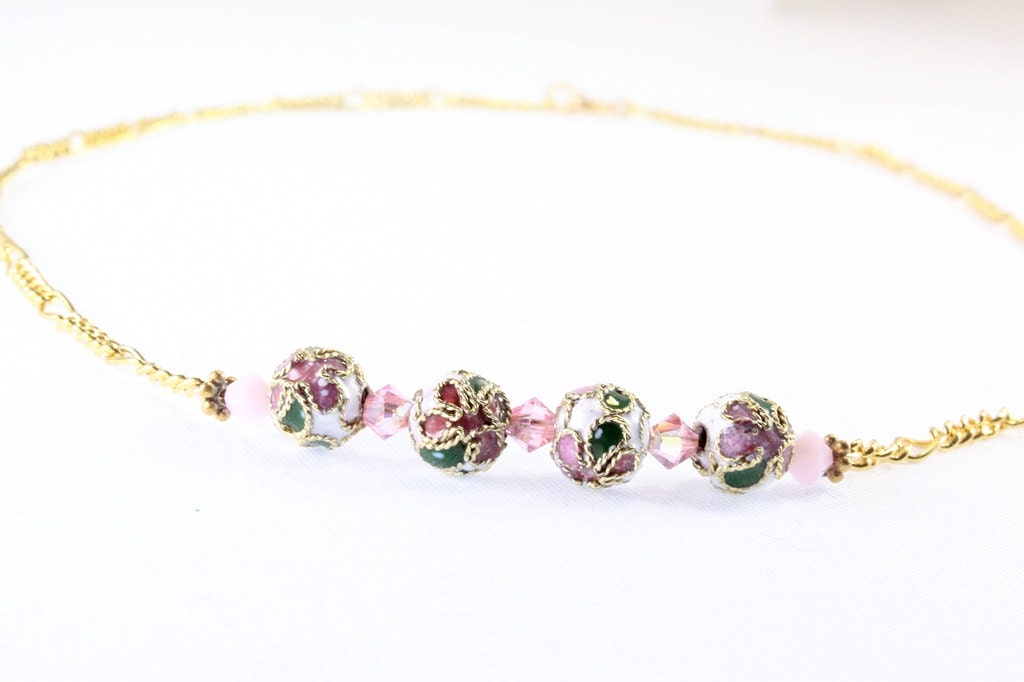 Cloisonne and Swarovski Bar Necklace