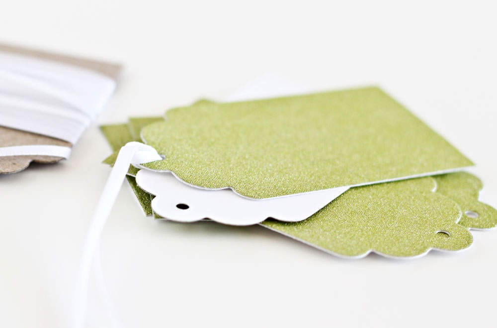Chartreuse Glitter Wedding Wish Tree Tags - Gift Tags - Set of 8 - Blank Tags, Welcome Bag Tags, Favor Tags - Bright Green