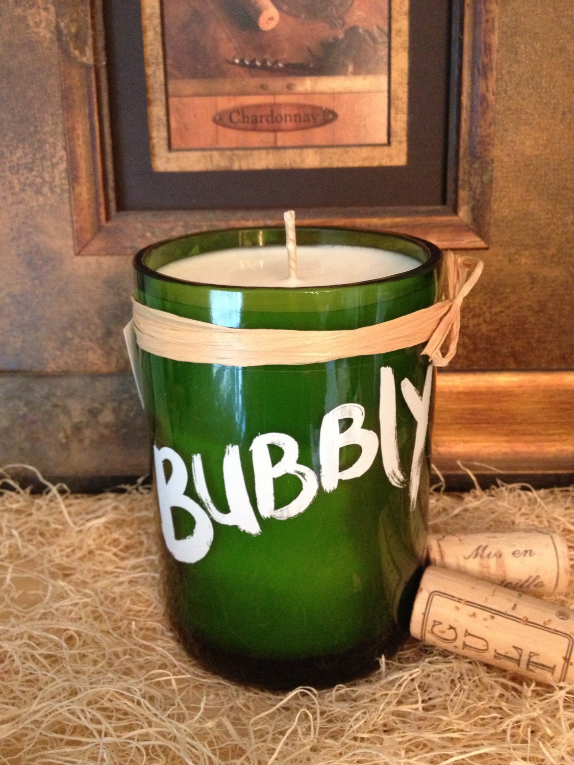 Recycled Wine Bottle  Soy Candle