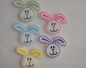 Machine Embroidered Felt - (5) Bunny Machine Embroidered  Embellishments / Appliques