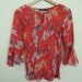 SALE Vtg 90s Sheer Cherry Blossom Parasol Red Ruffle Blouse