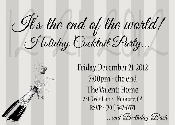 PRINTABLE (5"x 7" Invitation) - "End of the World" Cocktail/Birthday Il_570xn