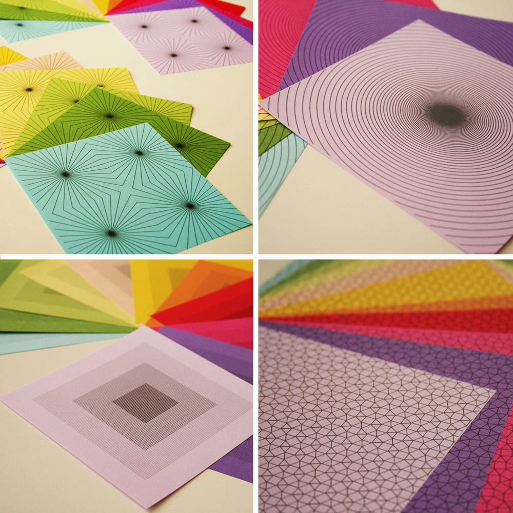 Bulk Pack of Geometric Origami Paper Large Pack - 96 sheets, Unique Modern Geometric Origami Paper,  Medium Sized, Rainbow Pack