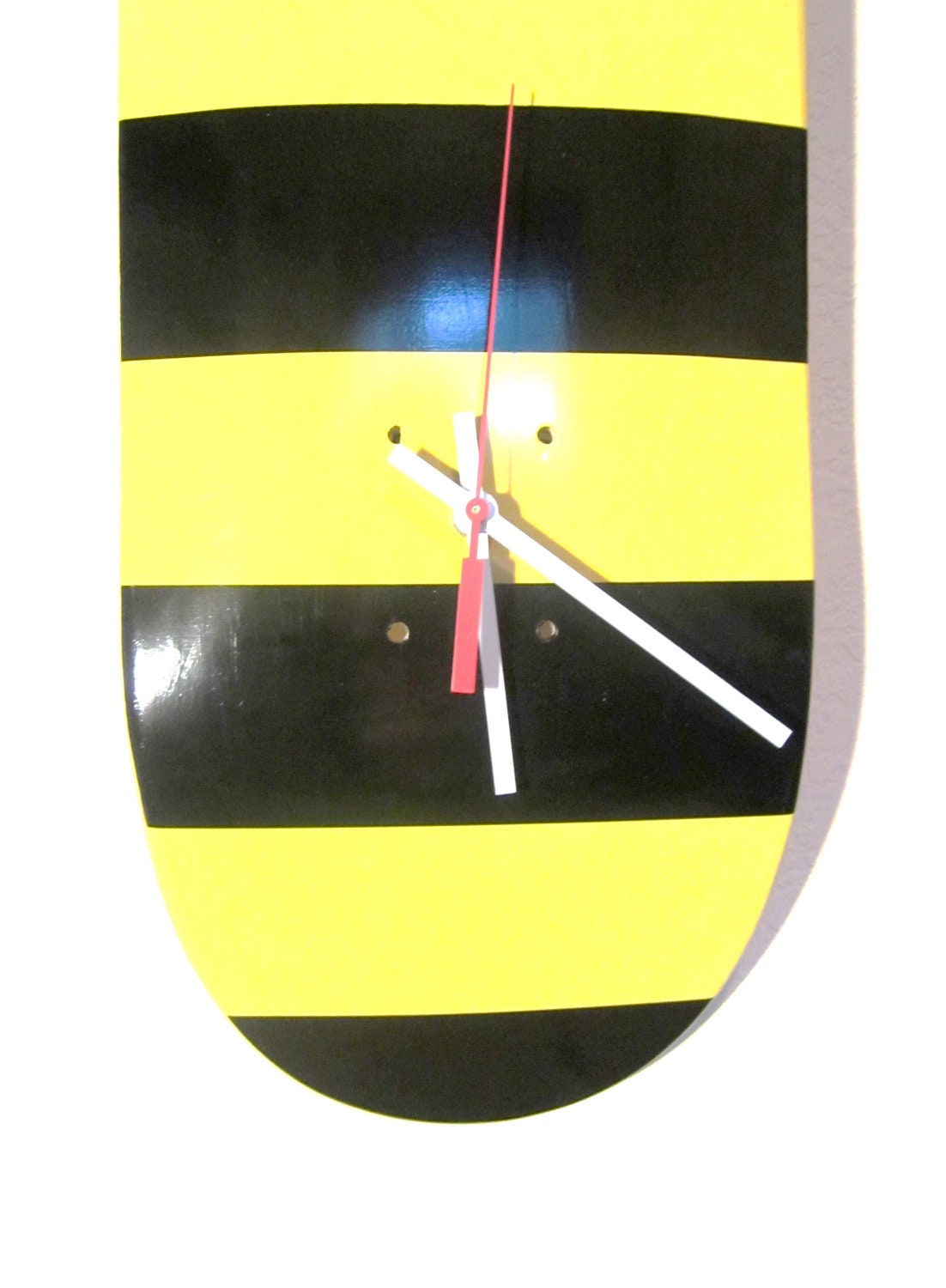Yellow Black Bumblebee Stripes Maple Skateboard Clock --READY TO SHIP--