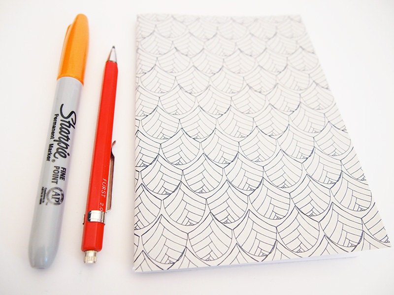 Notebook Jotter Pad Sophisticated Grey Boat Pattern Small Quirky Journal