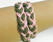 Green and Pink DAZE braided bracelet