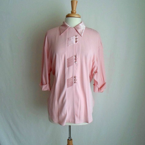 Pale Pink Blouse with Unique Collar & Buttons