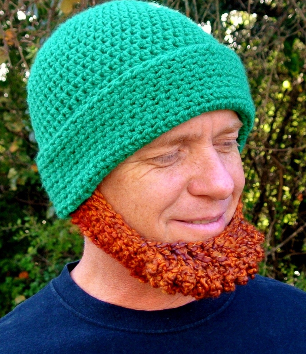 Irish Beard Beanie Hat - Irish Red Chin Beard-  St Patrick's Day