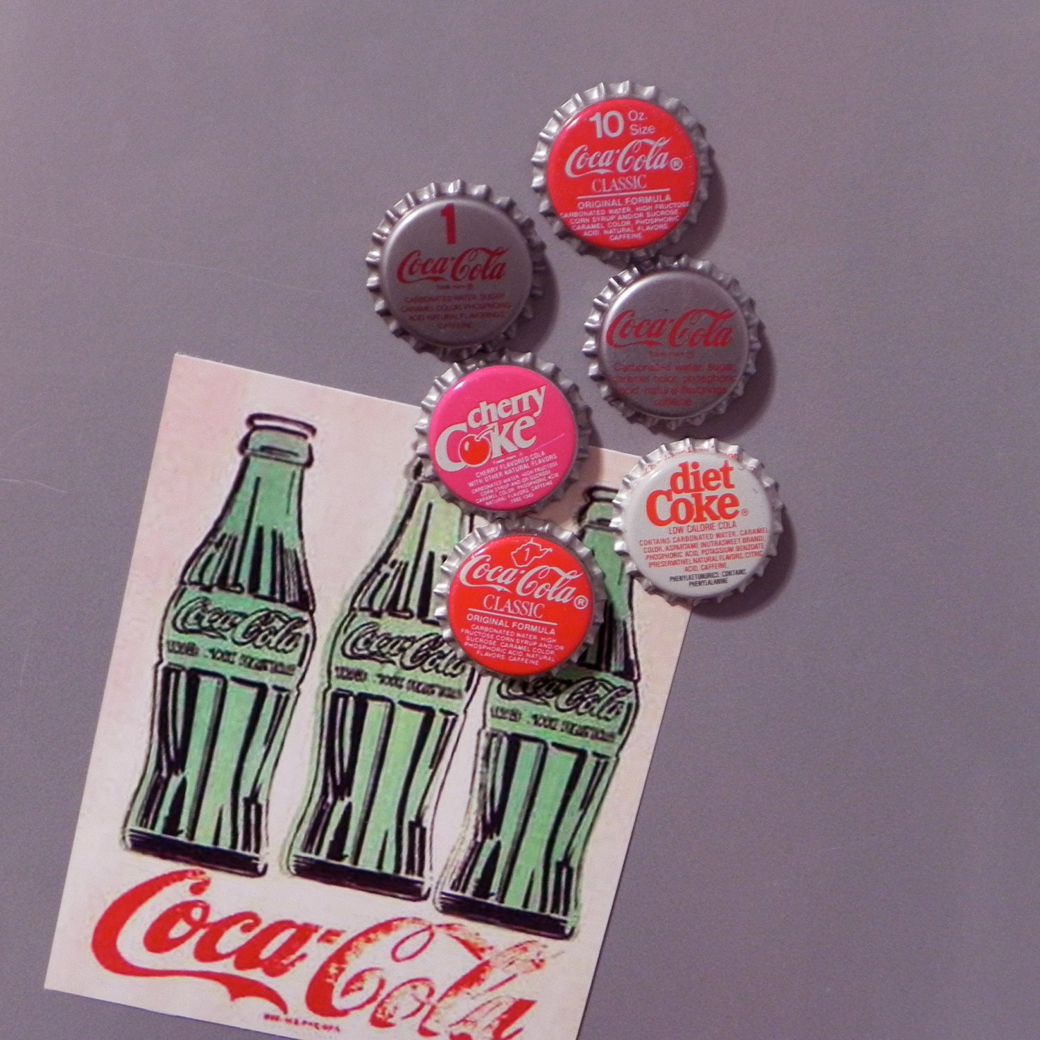 6 Pack Coca-Cola Cherry Coke Vintage Soda Cap Magnets