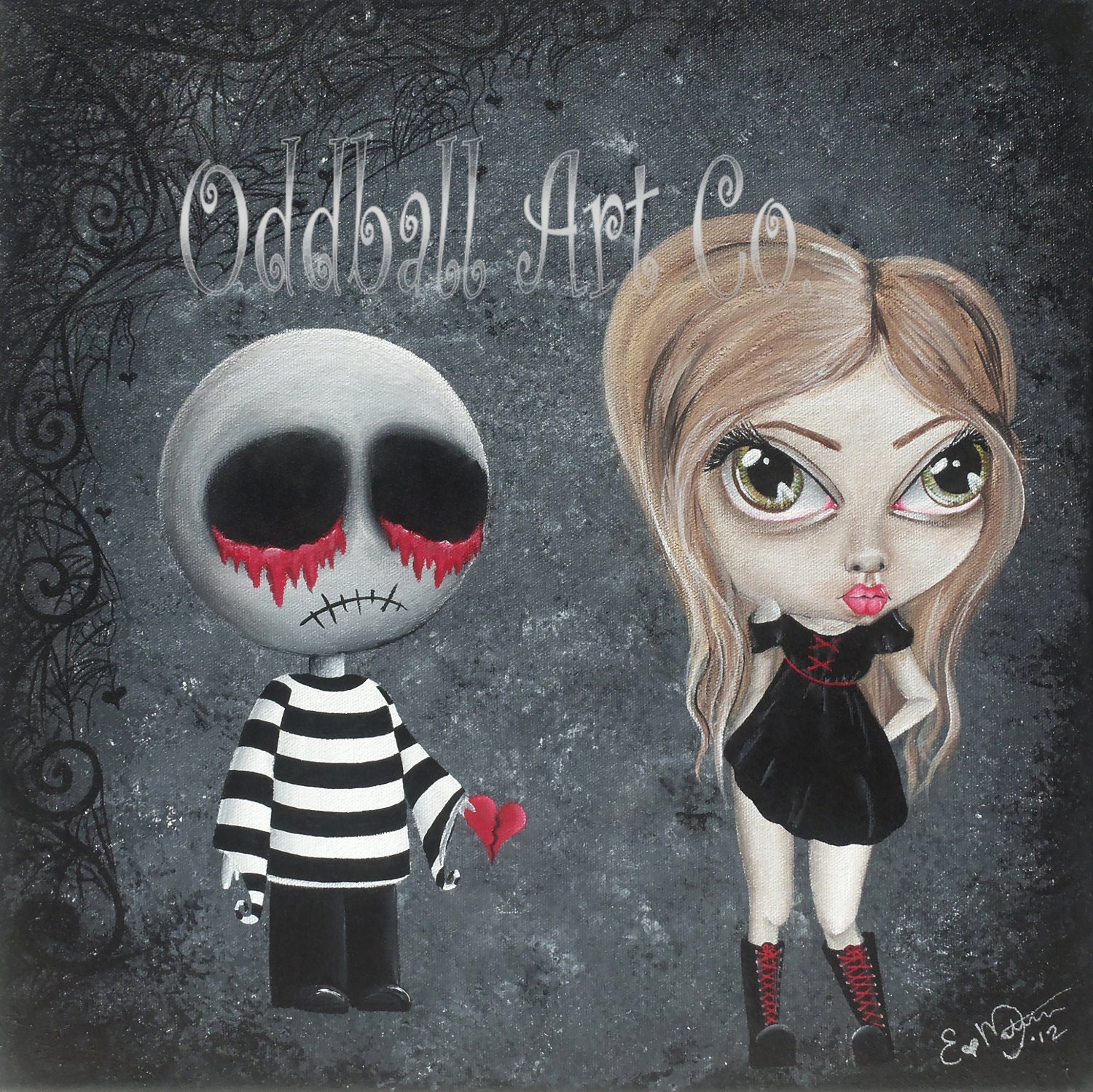 Gothic Art Print Signed Emo Reproduction Big Juicy Tears of Blood and Pain No.8  by Lizzy Love apprx 12x12