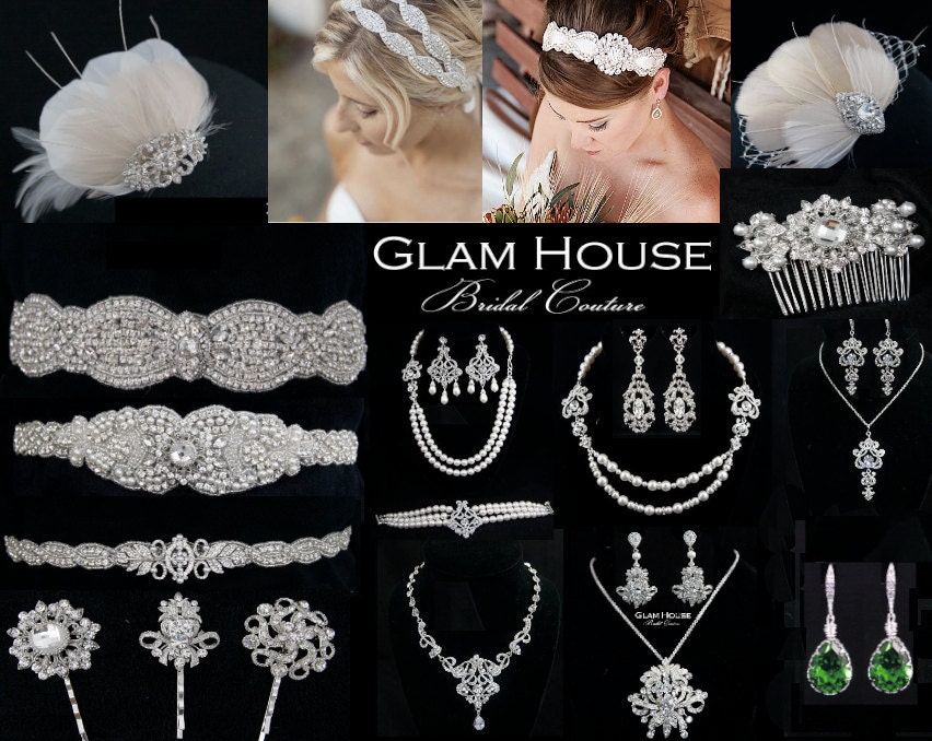 Bridal  Crystal Headband- Vintage l'amour, bridal head piece