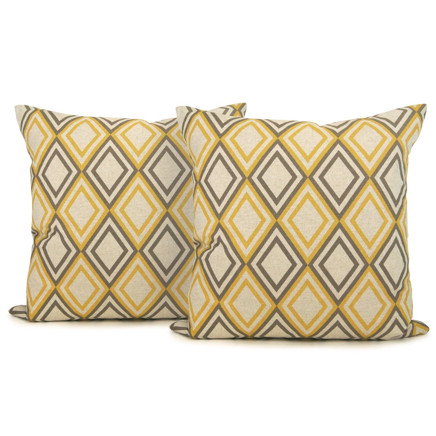 Gray and yellow pillow covers, Geometric pillow, Modern home decor - 20x20 Diamond print pillow cover, 20x20 decorative pillow cover