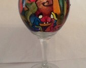 Handpainted Bistro Wine Glass