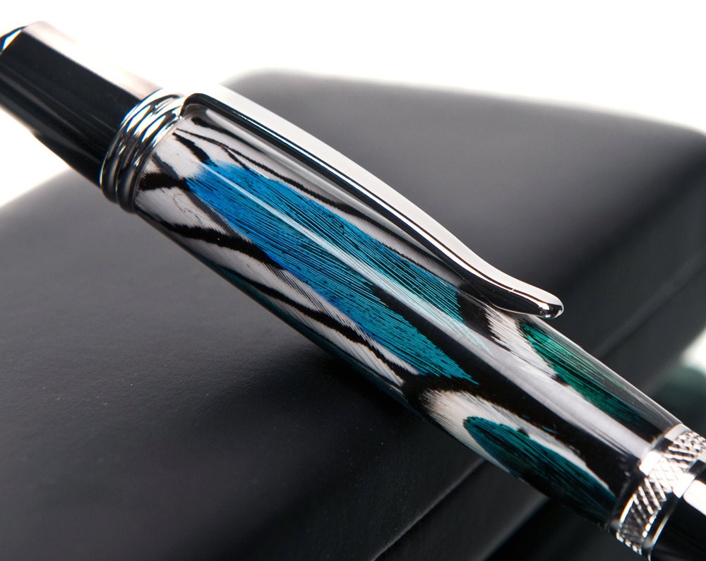 Ballpoint Pen made with real feathers Perfect gift for a man who appreciates quality writing