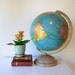 Vintage World Globe, 1950s Globe, Crams Universal Terrestrial Globe, Mid Century Globe with Metal Base