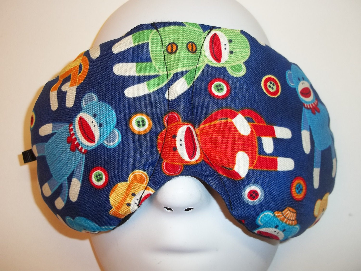 Herbal Hot/Cold Therapy Sleep Mask with adjustable and removable strap Sock Monkeys
