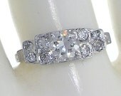 Platinum Diamond Art Deco Diamond Engagement Ring, Circa 1925
