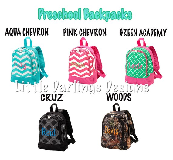 Fun Monogrammed Toddler Backpack by LilDarlingsDesigns on Etsy