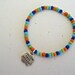 Sterling Silver "Follow Your Dreams" Charm Orange Green Blue And Dark Blue Glass Beads Bracelet
