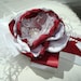 Couture Baby Flower Headband, Baby Headband, Photo Prop, Christmas Headband, Children / Burgundy and Snow White Handmade Flower Headband