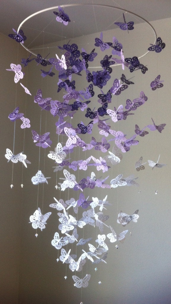 Monarch Butterfly Chandelier Mobile - purple version II
