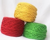 300 gram of solid colors in red green yellow Thai organic cotton yarn