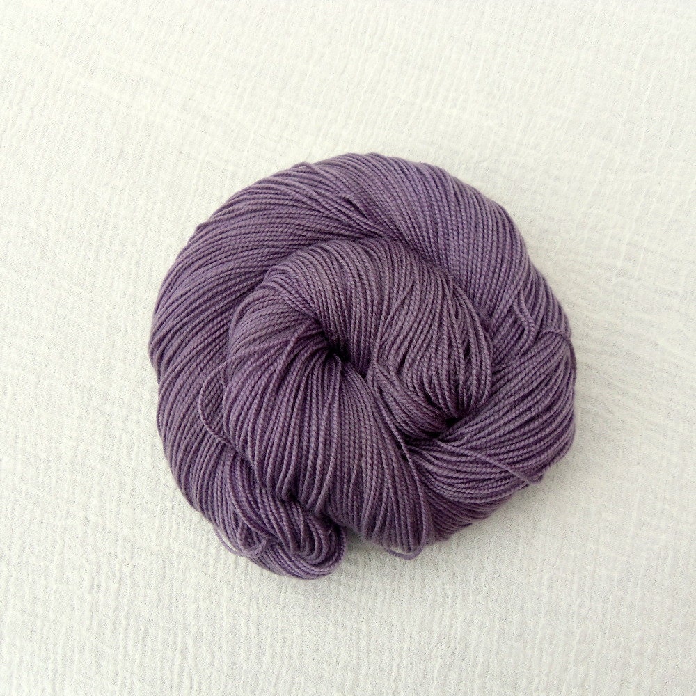 Purple Sock Yarn Merino Cashmere Nylon Hand Dyed 100g - MCN High Twist - Aubergine 1