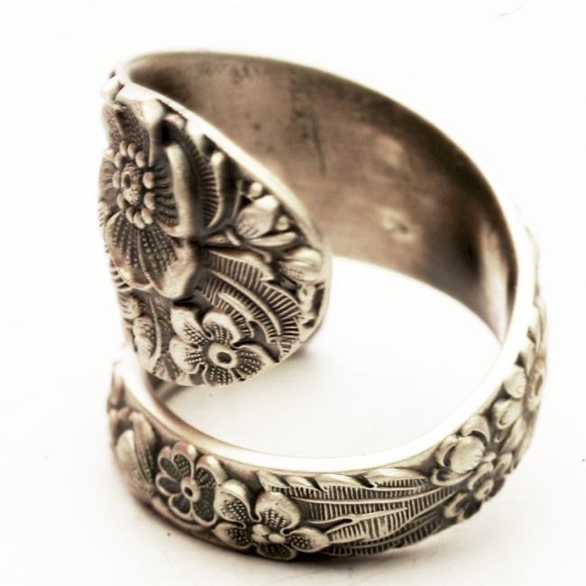 Antique Stieff Floral Sterling Silver Spoon Ring, Made in YOUR Size (3186)